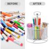 imageMarbrasse Mesh Desk Organizer 360Degree Rotating MultiFunctional Pen Holder 4 Compartments Desktop Stationary Organizer Home Office Art Supply Storage Box Caddy BlackWhite