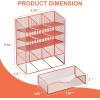 imageMarbrasse Mesh Desk Organizer MultiFunctional Pen Holder Desktop Stationary Organizer Storage Rack for School Home Office Art Supplies Mesh Pen HolderRose Gold Pen Holder with Drawer