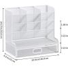 imageMarbrasse Mesh Desk Organizer MultiFunctional Pen Holder Desktop Stationary Organizer Storage Rack for School Home Office Art Supplies Mesh Pen HolderWhite Pen Holder with Drawer