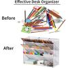 imageMarbrasse Mesh Desk Organizer MultiFunctional Pen Holder Desktop Stationary Organizer Storage Rack for School Home Office Art Supplies Mesh Pen HolderWhite Mesh Pen Holder