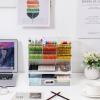 imageMarbrasse Mesh Desk Organizer MultiFunctional Pen Holder Desktop Stationary Organizer Storage Rack for School Home Office Art Supplies Mesh Pen HolderWhite Pen Holder with Drawer