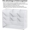 imageMarbrasse Mesh Desk Organizer MultiFunctional Pen Holder Desktop Stationary Organizer Storage Rack for School Home Office Art Supplies Mesh Pen HolderWhite Mesh Pen Holder