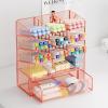 imageMarbrasse Mesh Desk Organizer MultiFunctional Pen Holder Desktop Stationary Organizer Storage Rack for School Home Office Art Supplies Mesh Pen HolderRose Gold Pen Holder with Drawer