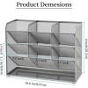 imageMarbrasse Mesh Desk Organizer MultiFunctional Pen Holder Desktop Stationary Organizer Storage Rack for School Home Office Art Supplies Mesh Pen HolderMesh Pen HolderSilver