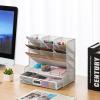 imageMarbrasse Mesh Desk Organizer MultiFunctional Pen Holder Desktop Stationary Organizer Storage Rack for School Home Office Art Supplies Mesh Pen HolderWhite Pen Holder with Drawer