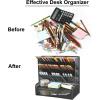 imageMarbrasse Mesh Desk Organizer MultiFunctional Pen Holder Desktop Stationary Organizer Storage Rack for School Home Office Art Supplies Mesh Pen HolderBalck Mesh Pen Holder with Drawer