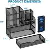 imageMarbrasse Mesh Pen Holder for Desk MultiFunctional Pencil Organizer with Drawer Desk Organizers and Accessories for Office Art Supplies BlackBlack
