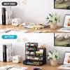 imageMarbrasse Mesh Pen Holder for Desk MultiFunctional Pencil Organizer with Drawer Desk Organizers and Accessories for Office Art Supplies BlackBlack