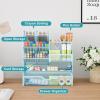imageMarbrasse Mesh Pen Holder for Desk MultiFunctional Pencil Organizer with Drawer Desk Organizers and Accessories for Office Art Supplies BlackBlue