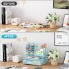 imageMarbrasse Mesh Pen Holder for Desk MultiFunctional Pencil Organizer with Drawer Desk Organizers and Accessories for Office Art Supplies BlackBlue