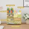 imageMarbrasse Mesh Pen Holder for Desk MultiFunctional Pencil Organizer with Drawer Desk Organizers and Accessories for Office Art Supplies BlackGoldApplies to Marker Pens Only