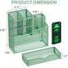 imageMarbrasse Mesh Pen Holder for Desk MultiFunctional Pencil Organizer with Drawer Desk Organizers and Accessories for Office Art Supplies BlackGreen