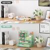 imageMarbrasse Mesh Pen Holder for Desk MultiFunctional Pencil Organizer with Drawer Desk Organizers and Accessories for Office Art Supplies BlackGreen