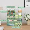 imageMarbrasse Mesh Pen Holder for Desk MultiFunctional Pencil Organizer with Drawer Desk Organizers and Accessories for Office Art Supplies BlackGreen