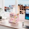 imageMarbrasse Mesh Pen Holder for Desk MultiFunctional Pencil Organizer with Drawer Desk Organizers and Accessories for Office Art Supplies BlackPink