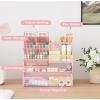 imageMarbrasse Mesh Pen Holder for Desk MultiFunctional Pencil Organizer with Drawer Desk Organizers and Accessories for Office Art Supplies BlackPink