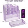 imageMarbrasse Mesh Pen Holder for Desk MultiFunctional Pencil Organizer with Drawer Desk Organizers and Accessories for Office Art Supplies BlackPurple