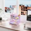 imageMarbrasse Mesh Pen Holder for Desk MultiFunctional Pencil Organizer with Drawer Desk Organizers and Accessories for Office Art Supplies BlackPurple