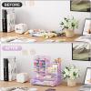 imageMarbrasse Mesh Pen Holder for Desk MultiFunctional Pencil Organizer with Drawer Desk Organizers and Accessories for Office Art Supplies BlackPurple