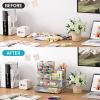 imageMarbrasse Mesh Pen Holder for Desk MultiFunctional Pencil Organizer with Drawer Desk Organizers and Accessories for Office Art Supplies BlackSilver
