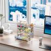 imageMarbrasse Mesh Pen Holder for Desk MultiFunctional Pencil Organizer with Drawer Desk Organizers and Accessories for Office Art Supplies BlackSilver