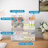 imageMarbrasse Mesh Pen Holder for Desk MultiFunctional Pencil Organizer with Drawer Desk Organizers and Accessories for Office Art Supplies BlackWhite