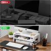 imageMarbrasse Monitor Stand Riser 165 Inch 2 Tier Computer Printer Shelf Stand for Laptop Computer Screen Storage Desktop Stand with Phone Holder and Cable Management BlackWhite