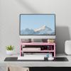 imageMarbrasse Monitor Stand Riser 165 Inch 2 Tier Computer Printer Shelf Stand for Laptop Computer Screen Storage Desktop Stand with Phone Holder and Cable Management BlackPink