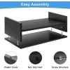 imageMarbrasse Monitor Stand Riser 165 Inch 2 Tier Computer Printer Shelf Stand for Laptop Computer Screen Storage Desktop Stand with Phone Holder and Cable Management Black2PCS Wood Monitor StandBlack