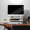 imageMarbrasse Monitor Stand Riser 165 Inch 2 Tier Computer Printer Shelf Stand for Laptop Computer Screen Storage Desktop Stand with Phone Holder and Cable Management BlackWhite