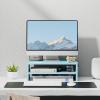imageMarbrasse Monitor Stand Riser 165 Inch 2 Tier Computer Printer Shelf Stand for Laptop Computer Screen Storage Desktop Stand with Phone Holder and Cable Management BlackBlue