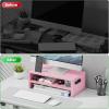 imageMarbrasse Monitor Stand Riser 165 Inch 2 Tier Computer Printer Shelf Stand for Laptop Computer Screen Storage Desktop Stand with Phone Holder and Cable Management BlackPink