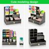 imageMarbrasse Upgraded Wooden Pencil Holder Pen Organizer for Desk Easy Assembly Art Supply Organizer Desktop Stationary Organizer CherryBlack
