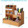 imageMarbrasse Upgraded Wooden Pencil Holder Pen Organizer for Desk Easy Assembly Art Supply Organizer Desktop Stationary Organizer CherryCherry