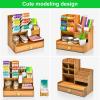 imageMarbrasse Upgraded Wooden Pencil Holder Pen Organizer for Desk Easy Assembly Art Supply Organizer Desktop Stationary Organizer CherryCherry