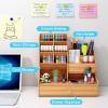 imageMarbrasse Upgraded Wooden Pencil Holder Pen Organizer for Desk Easy Assembly Art Supply Organizer Desktop Stationary Organizer CherryCherry
