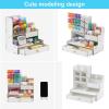 imageMarbrasse Upgraded Wooden Pencil Holder Pen Organizer for Desk Easy Assembly Art Supply Organizer Desktop Stationary Organizer CherryWhite