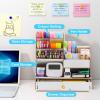 imageMarbrasse Upgraded Wooden Pencil Holder Pen Organizer for Desk Easy Assembly Art Supply Organizer Desktop Stationary Organizer CherryWhite