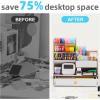 imageMarbrasse Upgraded Wooden Pencil Holder Pen Organizer for Desk Easy Assembly Art Supply Organizer Desktop Stationary Organizer CherryWhite