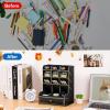 imageMarbrasse Wooden Desk Organizer MultiFunctional DIY Pen Holder Organizer for desk Desktop Stationary Easy Assembly Home Office Art Supplies Storage with Drawer B11Cherry ColorB11Black