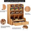 imageMarbrasse Wooden Desk Organizer MultiFunctional DIY Pen Holder Organizer for desk Desktop Stationary Easy Assembly Home Office Art Supplies Storage with Drawer B11Cherry ColorB11Cherry Color