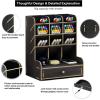 imageMarbrasse Wooden Desk Organizer MultiFunctional DIY Pen Holder Organizer for desk Desktop Stationary Easy Assembly Home Office Art Supplies Storage with Drawer B11Cherry ColorB11Black