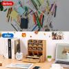imageMarbrasse Wooden Desk Organizer MultiFunctional DIY Pen Holder Organizer for desk Desktop Stationary Easy Assembly Home Office Art Supplies Storage with Drawer B11Cherry ColorB11Cherry Color