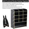 imageMarbrasse Wooden Desk Organizer MultiFunctional DIY Pen Holder Organizer for desk Desktop Stationary Easy Assembly Home Office Art Supplies Storage with Drawer B11Cherry ColorB12Black