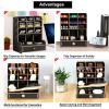 imageMarbrasse Wooden Desk Organizer MultiFunctional DIY Pen Holder Organizer for desk Desktop Stationary Easy Assembly Home Office Art Supplies Storage with Drawer B11Cherry ColorB11Black