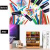 imageMarbrasse Wooden Desk Organizer MultiFunctional DIY Pen Holder Organizer for desk Desktop Stationary Easy Assembly Home Office Art Supplies Storage with Drawer B11Cherry ColorB12Cherry Color