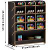 imageMarbrasse Wooden Desk Organizer MultiFunctional DIY Pen Holder Organizer for desk Desktop Stationary Easy Assembly Home Office Art Supplies Storage with Drawer B11Cherry ColorB12Black