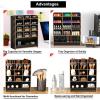 imageMarbrasse Wooden Desk Organizer MultiFunctional DIY Pen Holder Organizer for desk Desktop Stationary Easy Assembly Home Office Art Supplies Storage with Drawer B11Cherry ColorB12Black