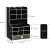 imageMarbrasse Wooden Desk Organizer MultiFunctional DIY Pen Holder Organizer for desk Desktop Stationary Easy Assembly Home Office Art Supplies Storage with Drawer B11Cherry ColorBlack