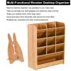 imageMarbrasse Wooden Desk Organizer MultiFunctional DIY Pen Holder Organizer for desk Desktop Stationary Easy Assembly Home Office Art Supplies Storage with Drawer B11Cherry ColorB12Cherry Color